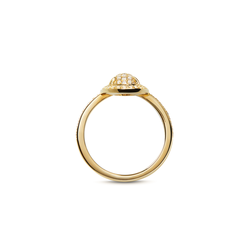 Diamond Pave Oval Ring - Yellow Gold