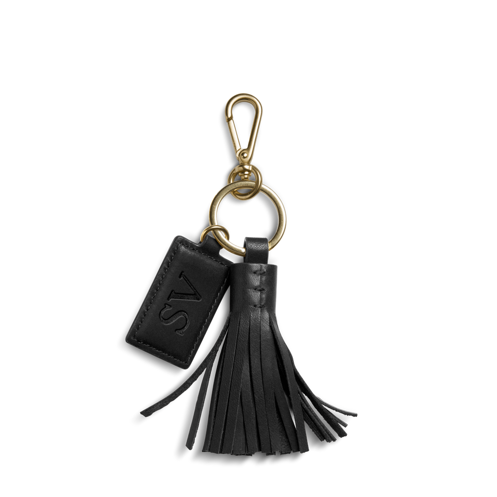 Leather Tassel Keychain - Black