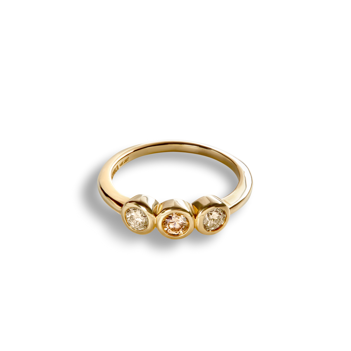 .50 CTW Desert Diamond 3 Stone Bezel Set Ring