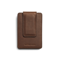 Magnetic Money Clip Card Holder - Medium Brown