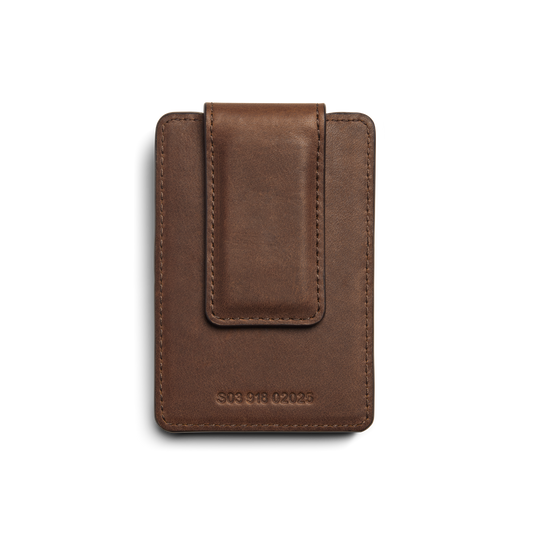 Magnetic Money Clip Card Holder - Medium Brown