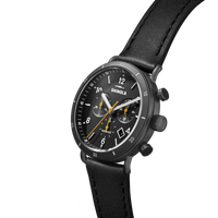 Canfield Sport Chronograph Watch - Black Leather Strap