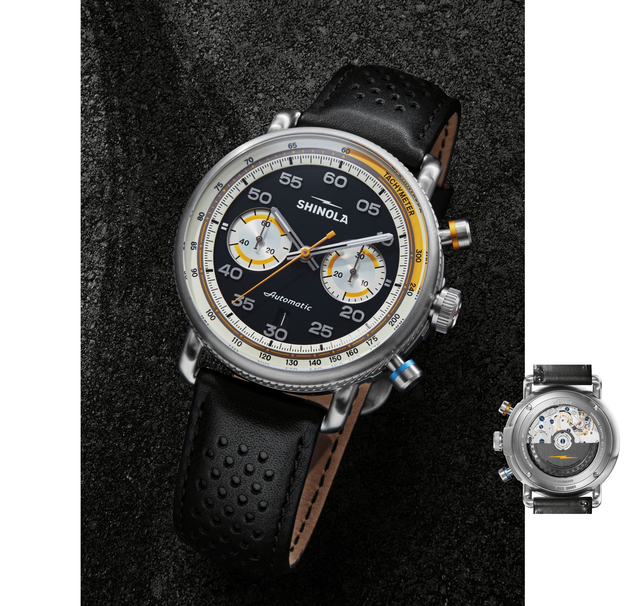 Canfield Speedway Open Road Automatic Chronograph Watch - Black