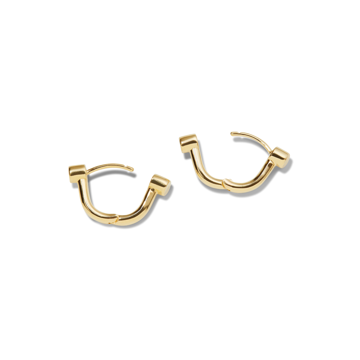 Diamond Bike Lock Huggie Earrings - Yellow Gold