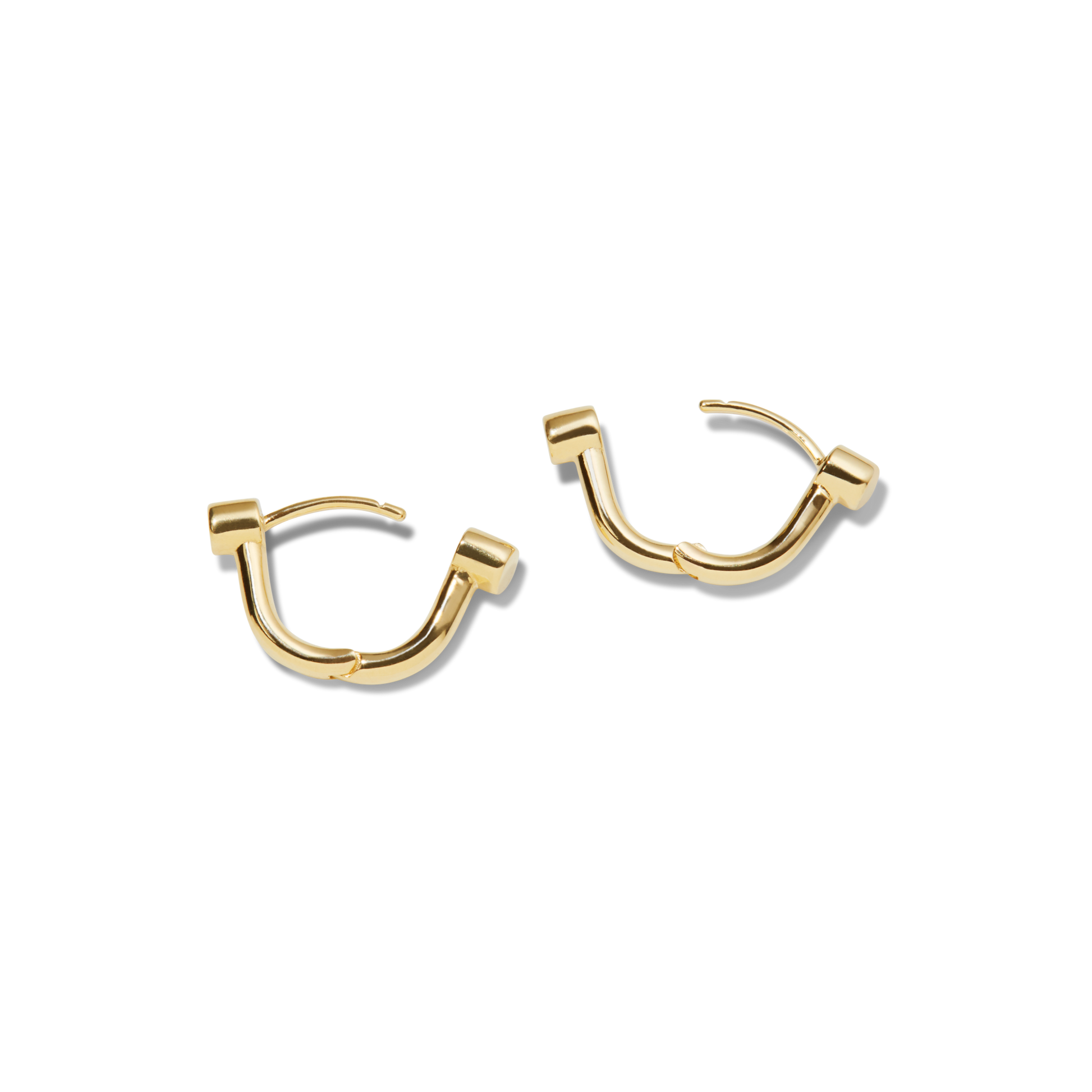 Bike Lock Huggie Earrings - Yellow Gold