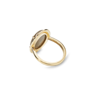 Diamond Pave Oval Petoskey Ring - Yellow Gold