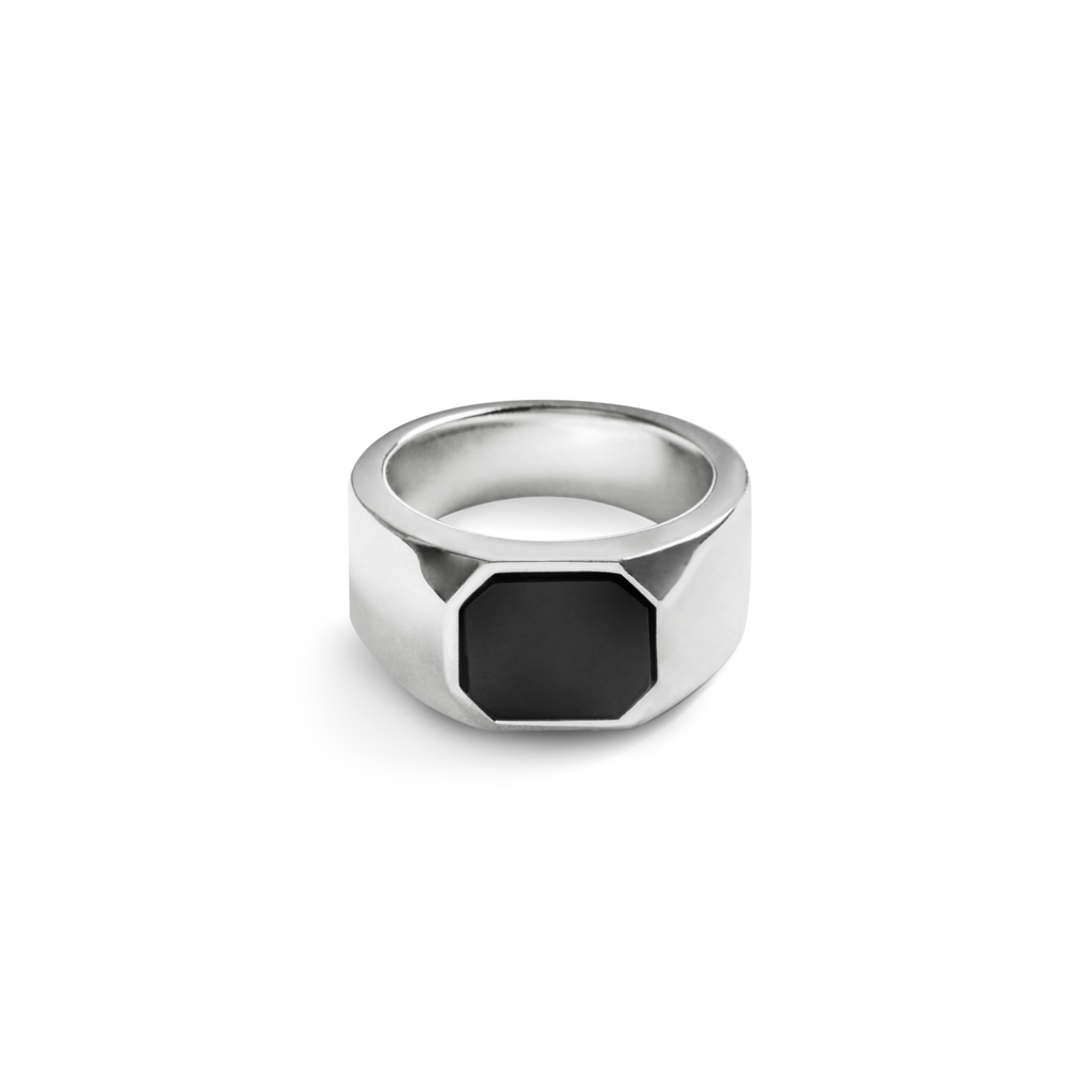 Octagonal Onyx Signet Ring Sterling