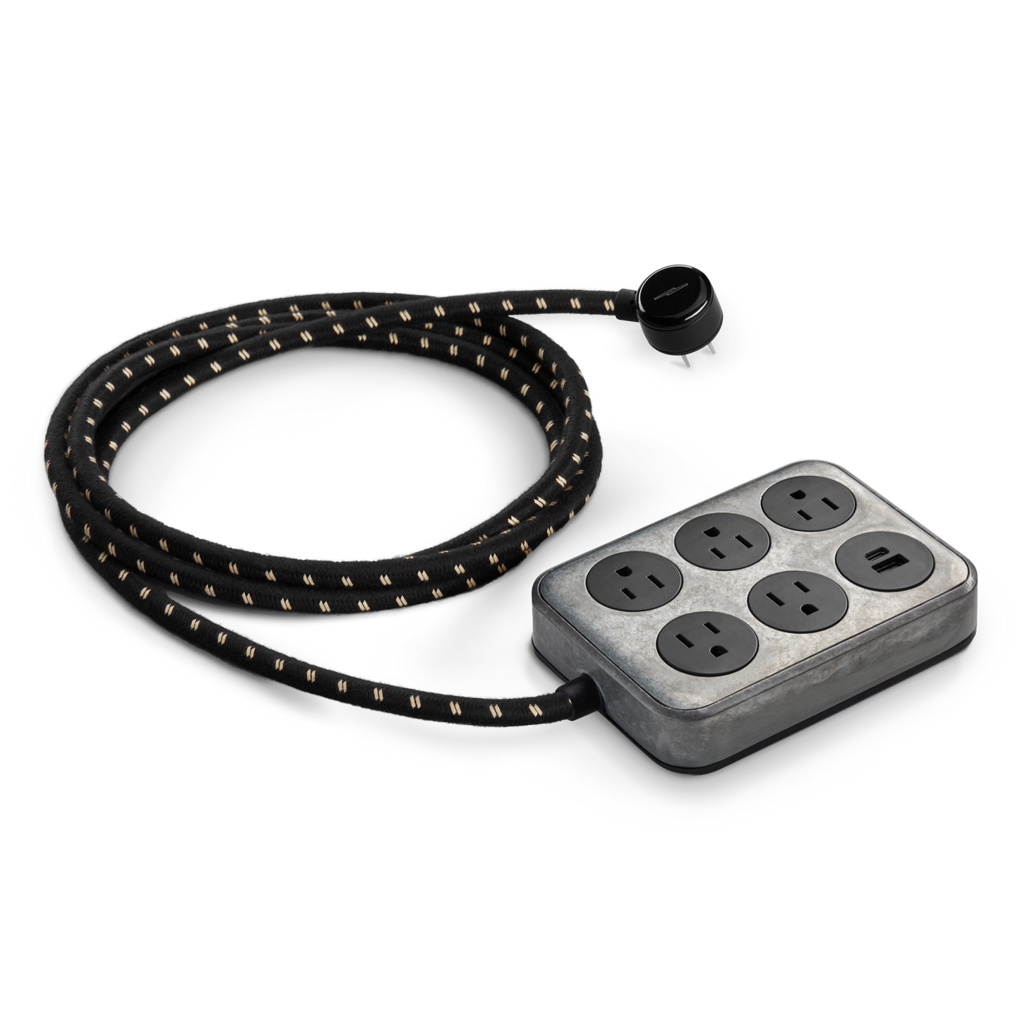 Power Supply 5 Port USB A + C - Tumbled Zinc/Black