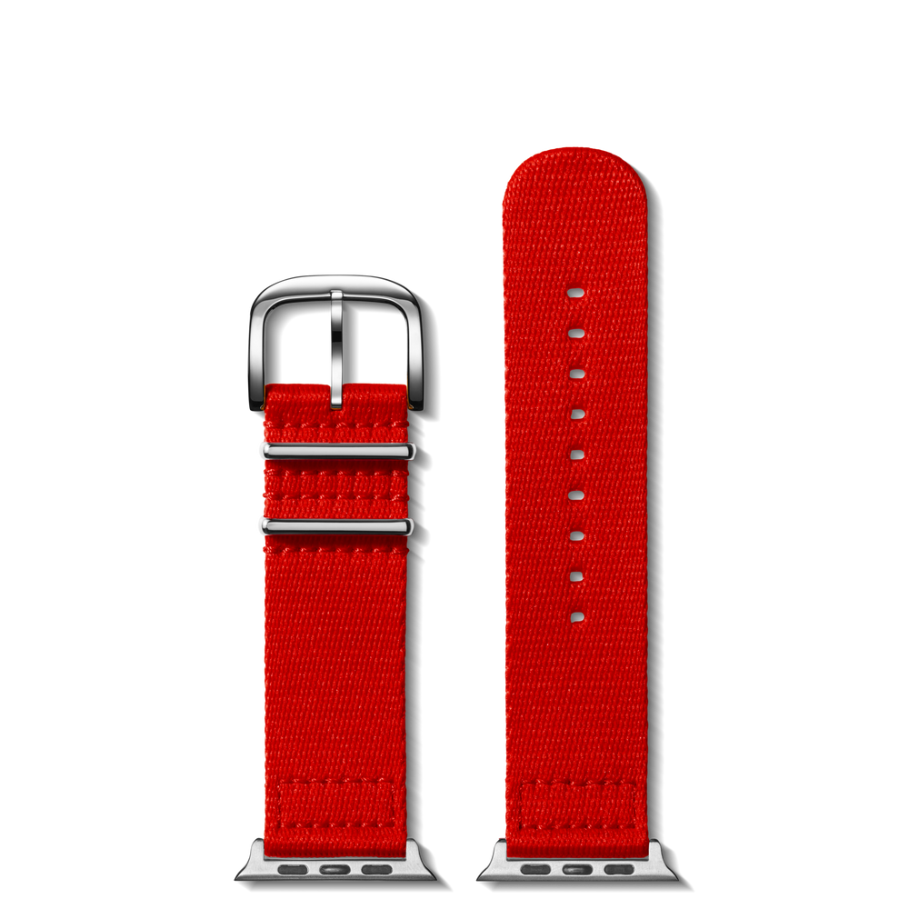 24mm Red Split Nylon Apple Watch Strap - Red