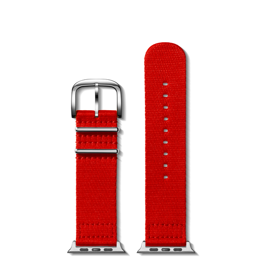 24mm Red Split Nylon Apple Watch Strap - Red