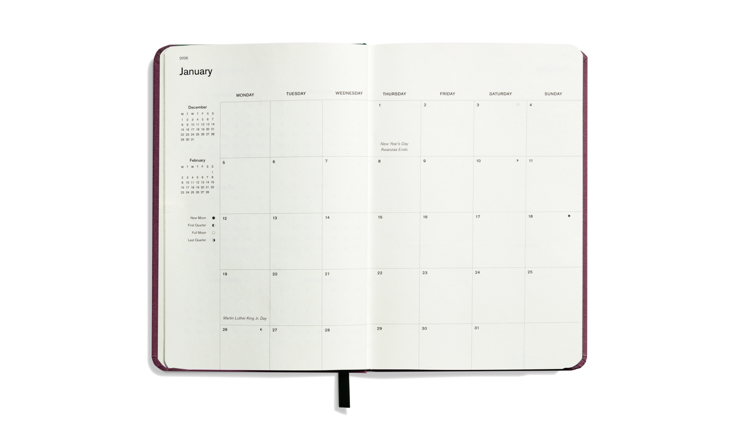 2026 12-Month Runwell Planner - Merlot