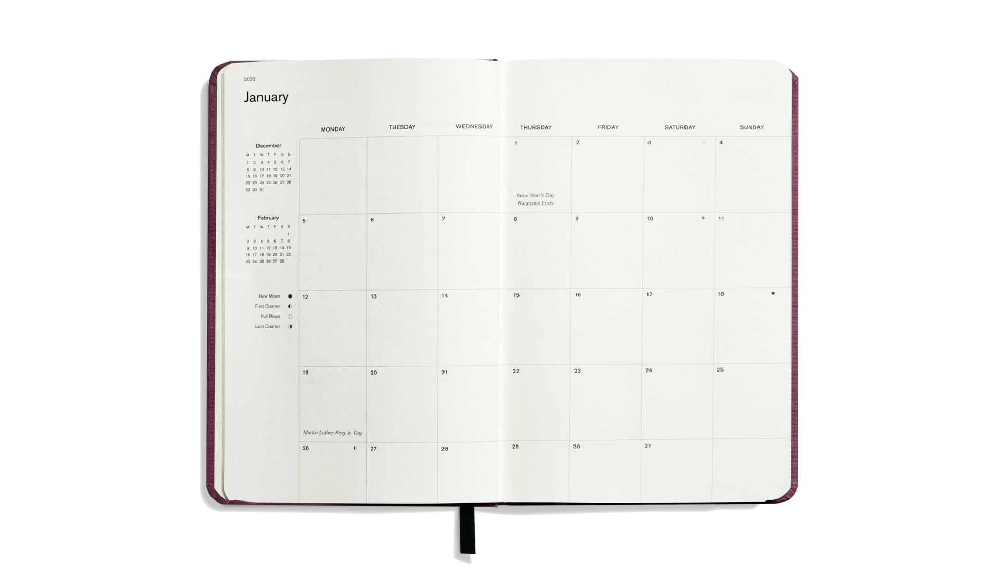 2026 12-Month Runwell Planner - Merlot