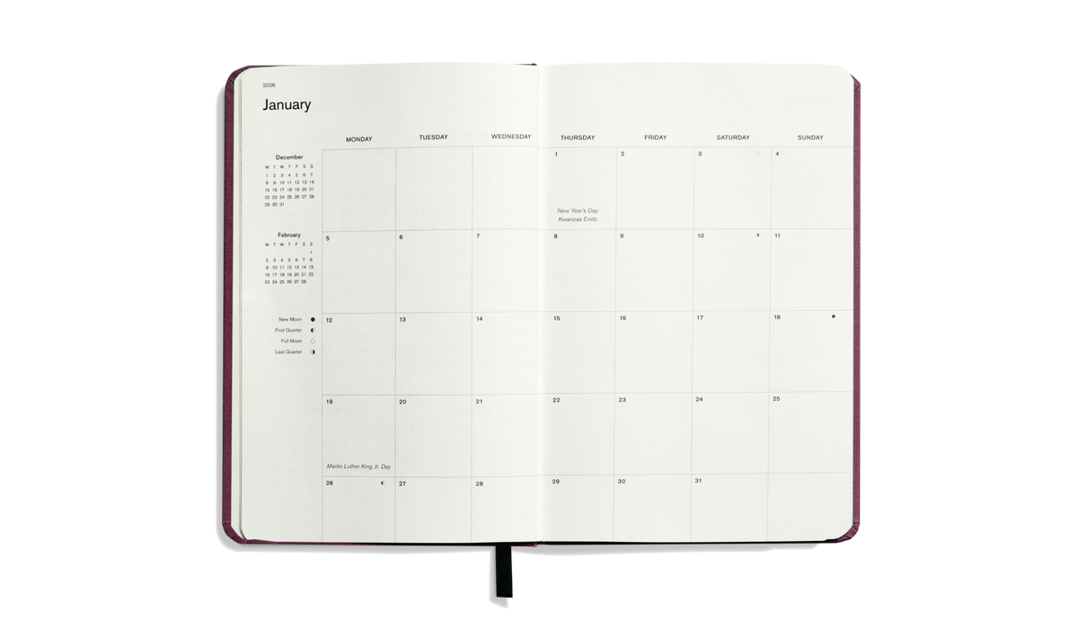 2026 12 Month Runwell Planner - Merlot
