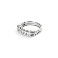 Diamond Pave Rivet Double Row Ring - White Gold
