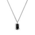 Onyx Tag Necklace - Sterling Silver