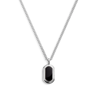 21mm Onyx Tag Necklace - Sterling Silver
