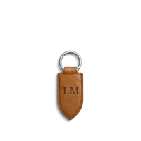 Leather Monogram Key Fob - Tan