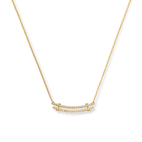Diamond Pave Rivet Double Row Necklace - Yellow Gold