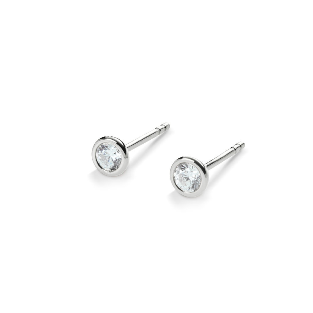 1 4 Carat Round Diamond Bezel Studs White Gold