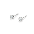 1/4 Carat Round Diamond Bezel Studs - White Gold