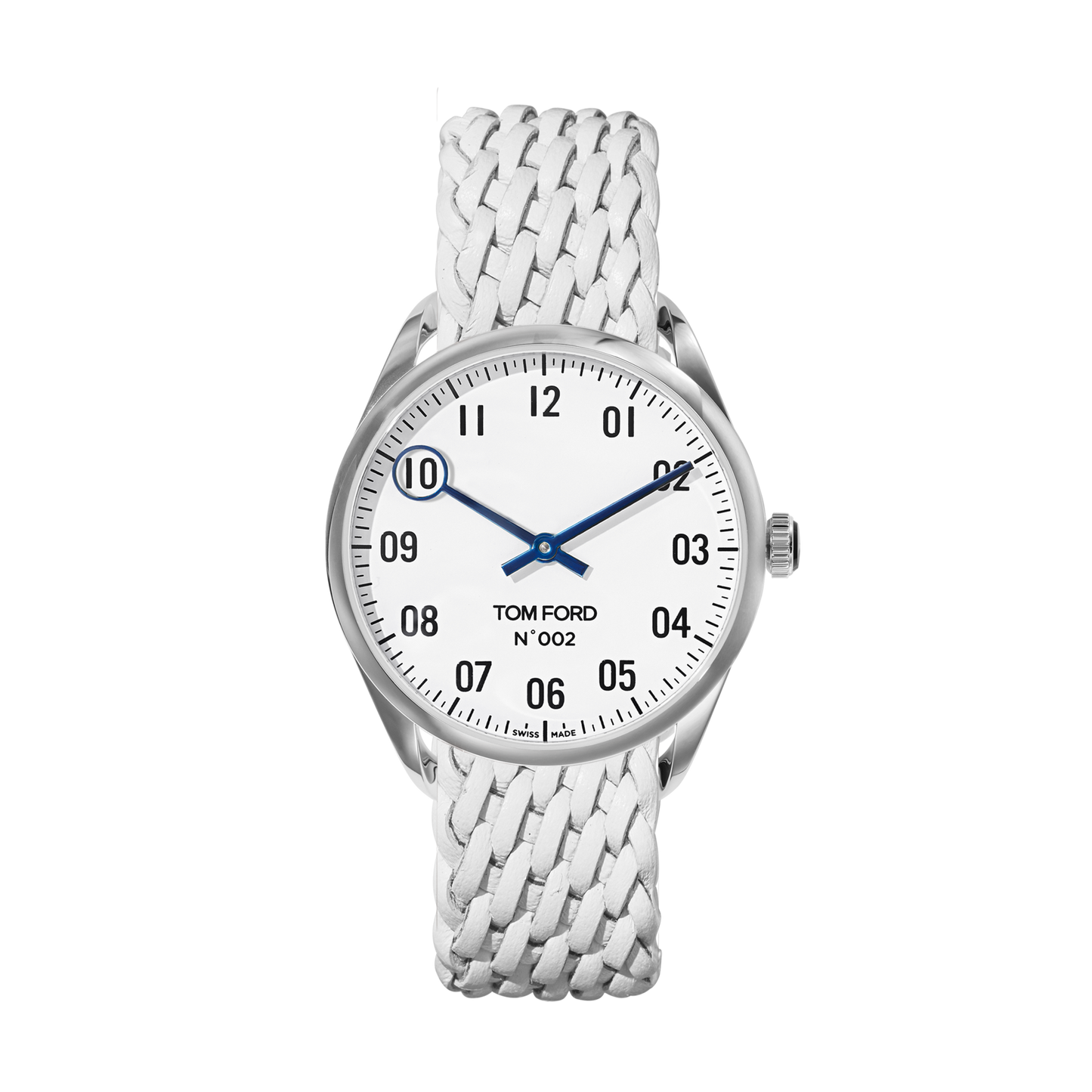 Tom Ford Watch: Wht Dial, 38mm, PoSS, Wht Leather Braid - White