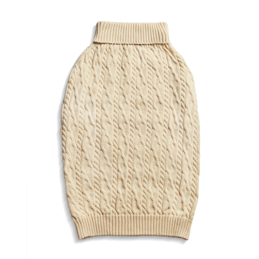Cable Knit Dog Sweater - Ivory