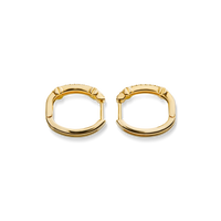 Diamond Pave Rivet Double Row Hoop Earrings - Yellow Gold