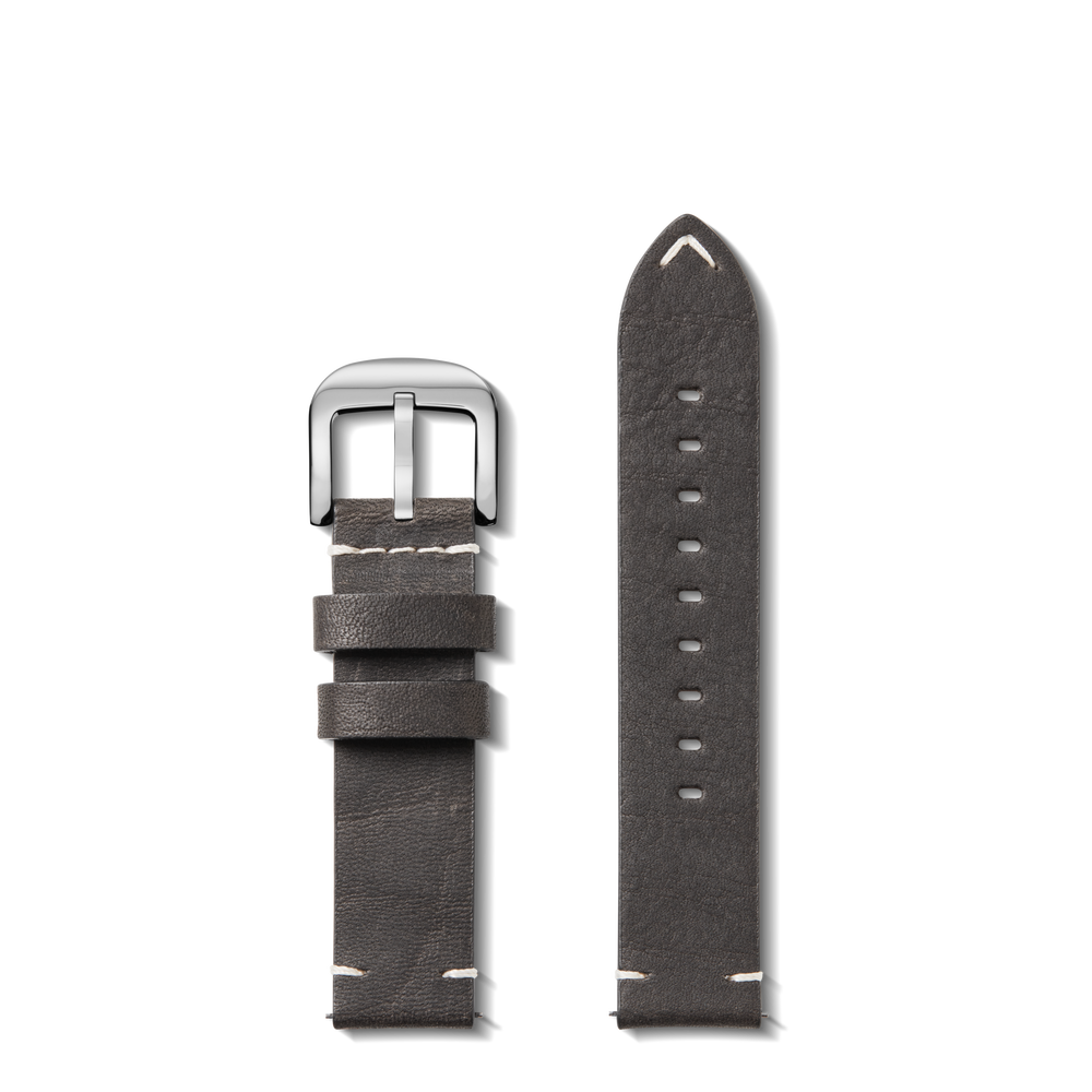 20mm Grizzly Black Leather Watch Strap - Grizzly Black