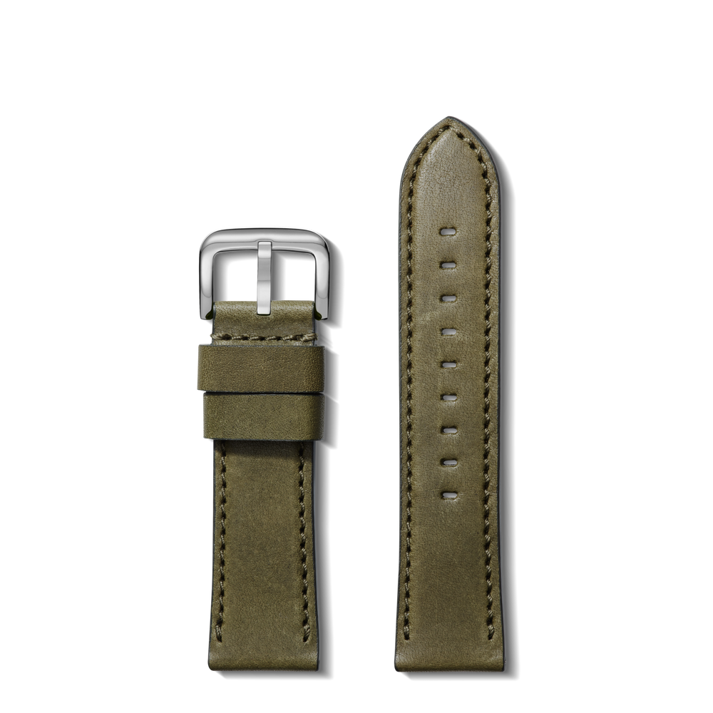 24mm Olive Leather Watch Strap - Olive