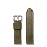 24mm Olive Leather Watch Strap - Olive