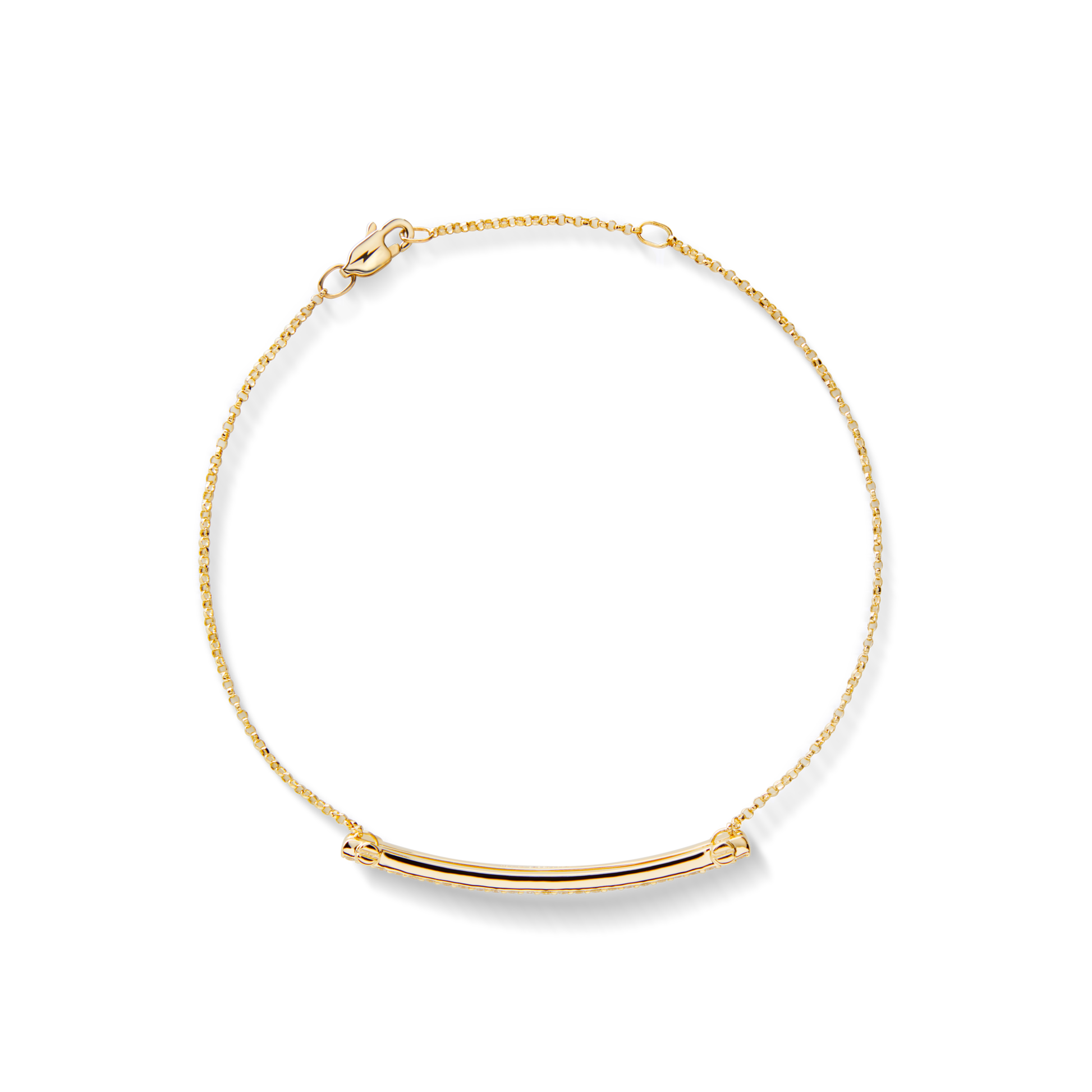 Diamond Pave Rivet Double Row Necklace - Yellow Gold