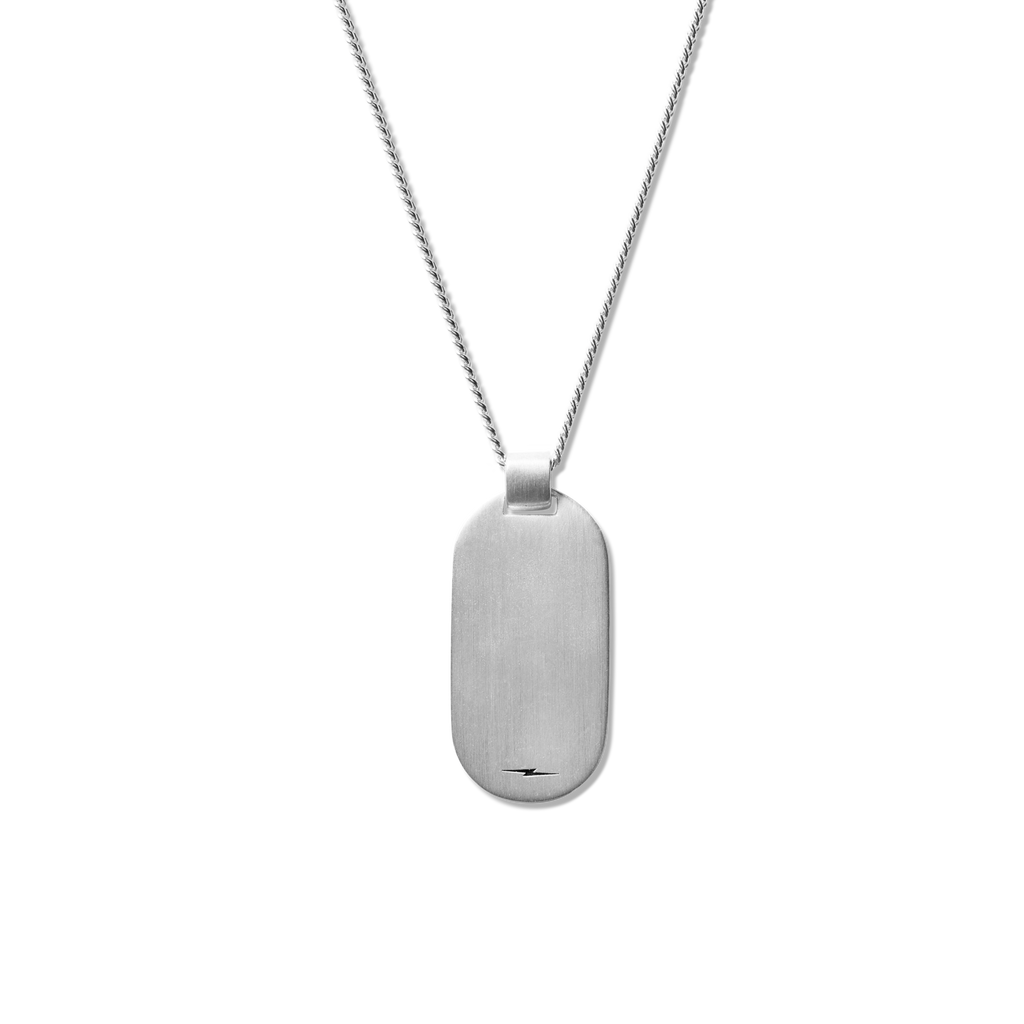 Tag Curb Chain Necklace Sterling