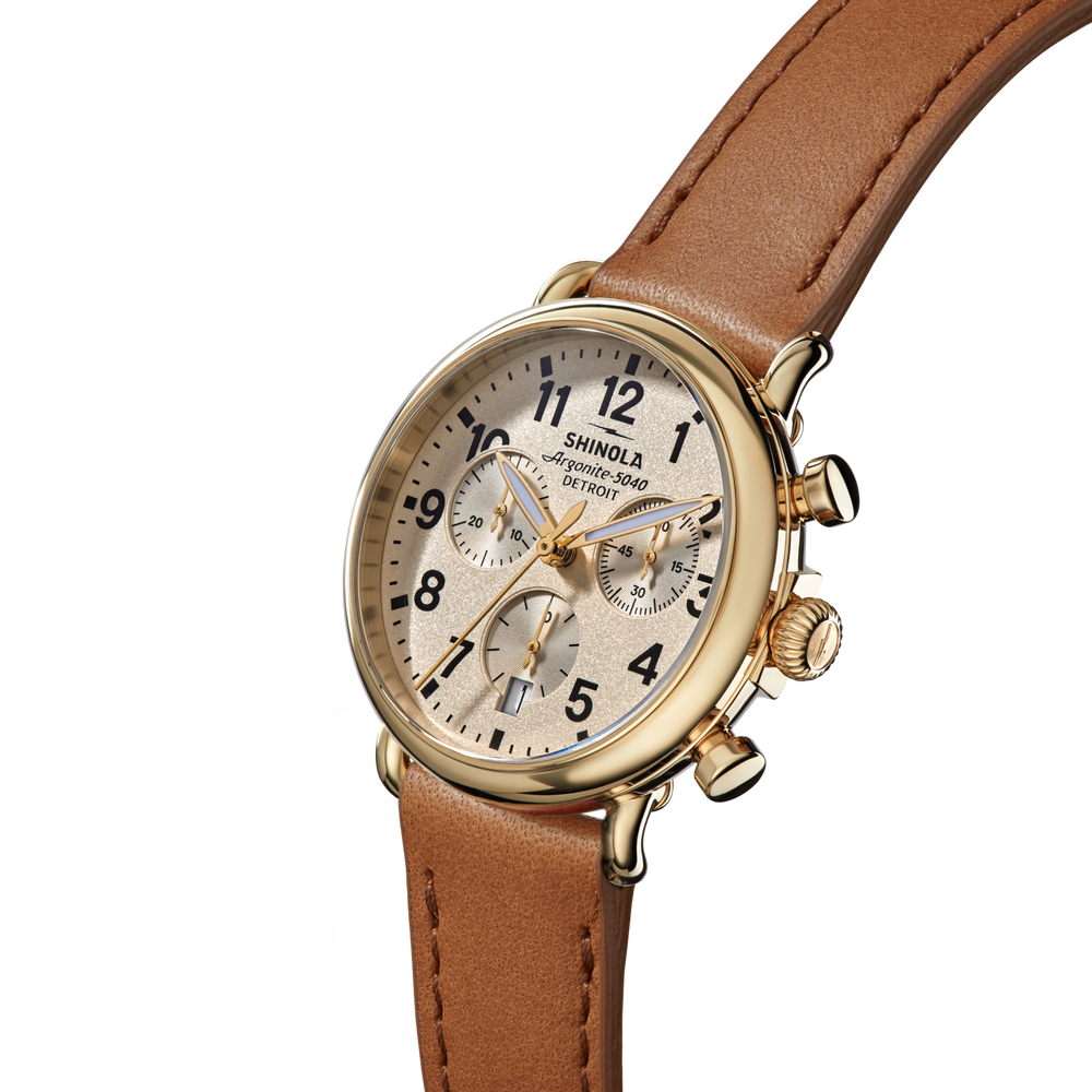 Runwell Chronograph Watch - Tan Leather Strap
