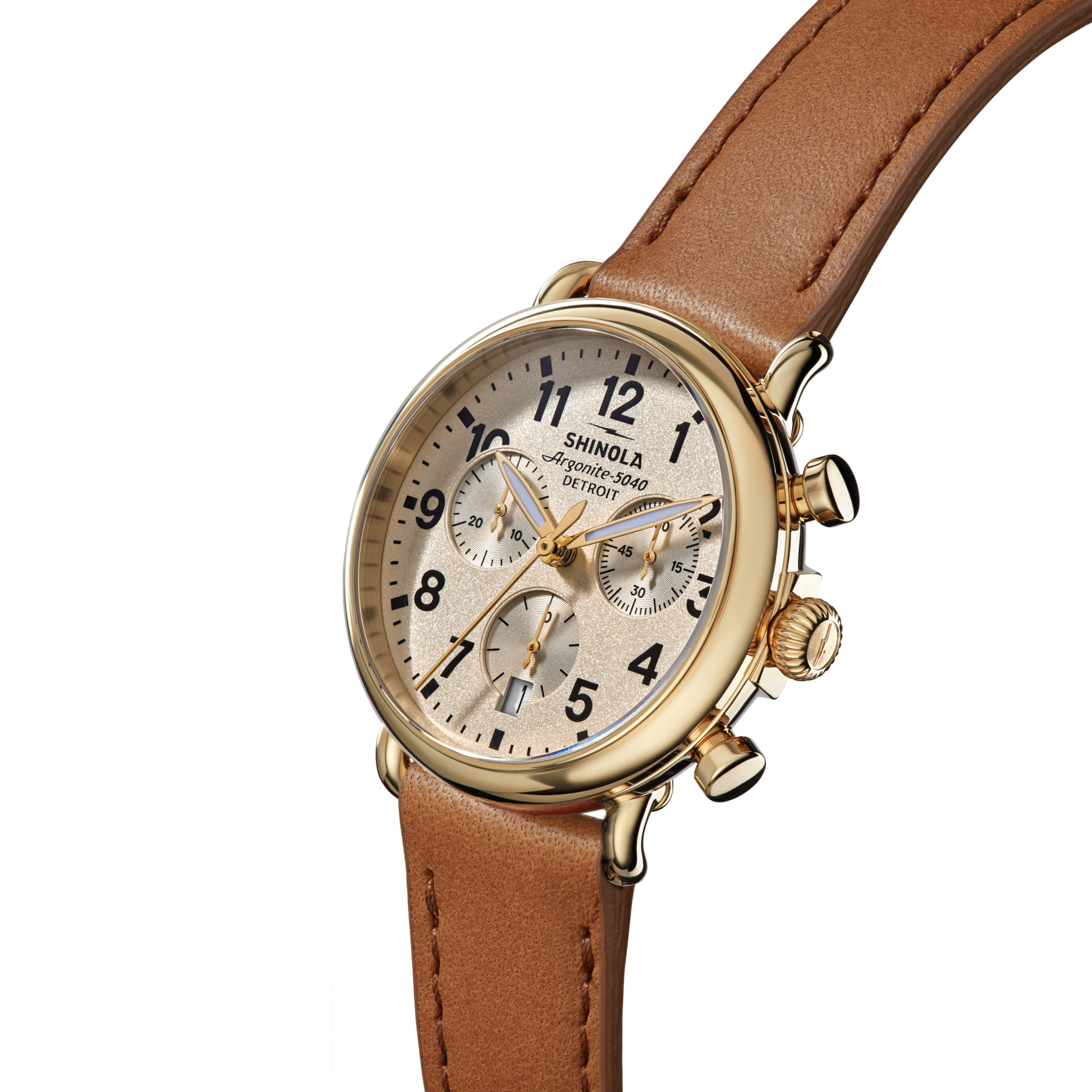 Runwell Chronograph Watch - Tan Leather Strap