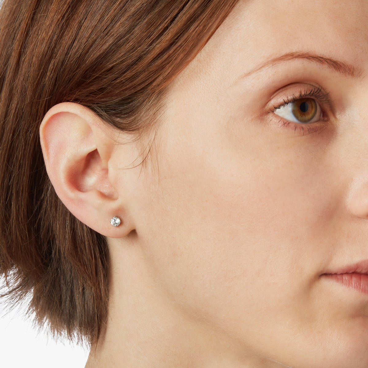 1/2 Carat Round Diamond Stud Earrings - White Gold
