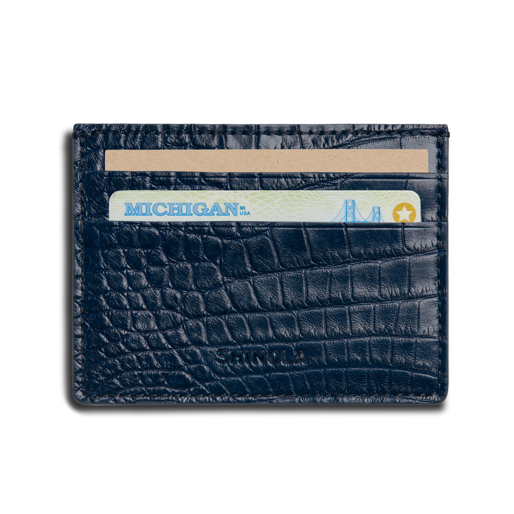 5 Pocket Card Case - Navy Alligator