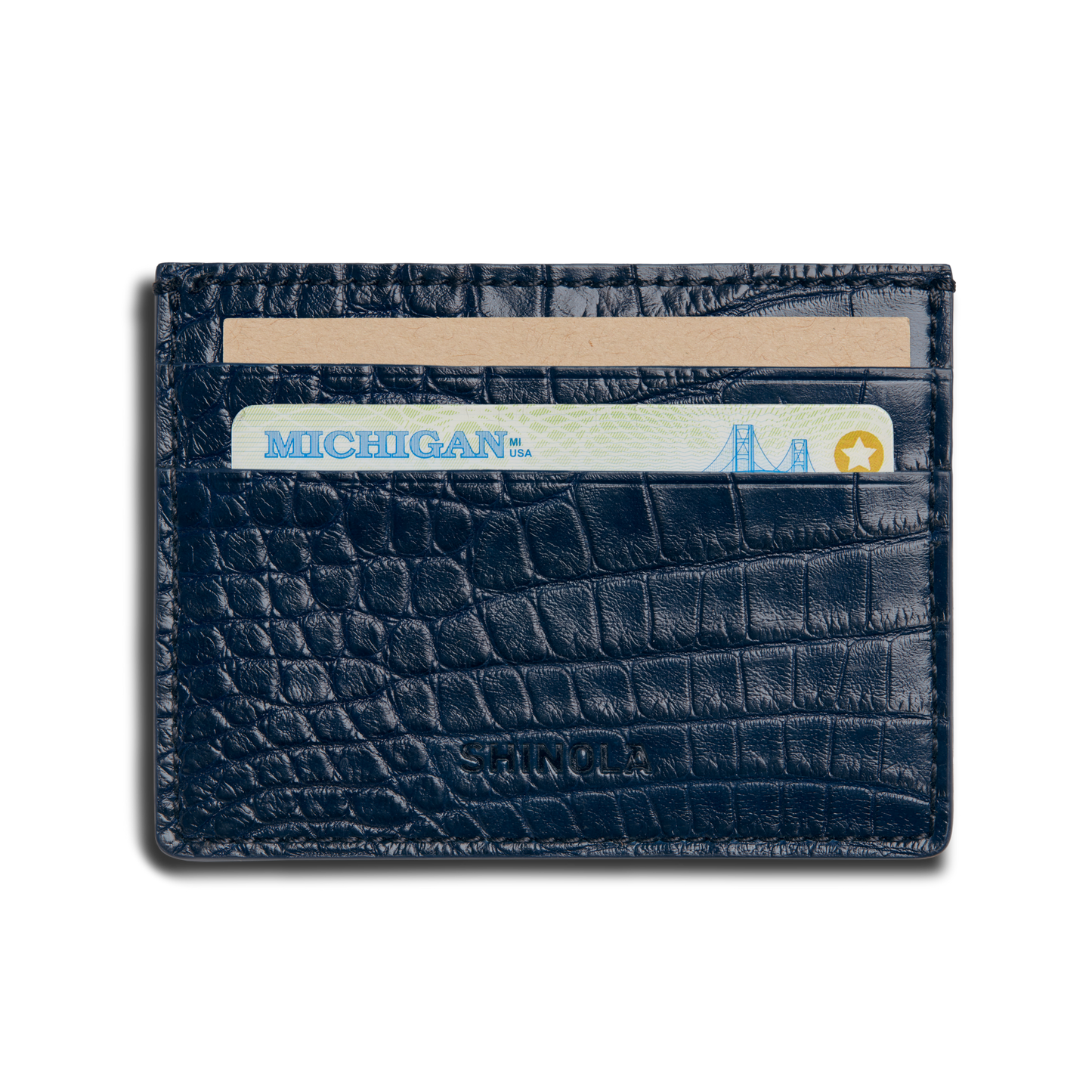 5 Pocket Card Case - Navy Alligator
