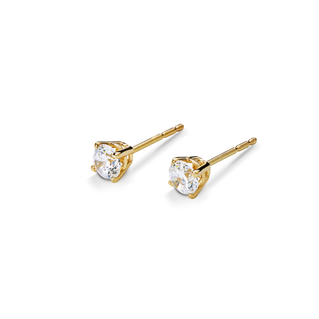 1 2 Carat Round Diamond Studs Yellow Gold
