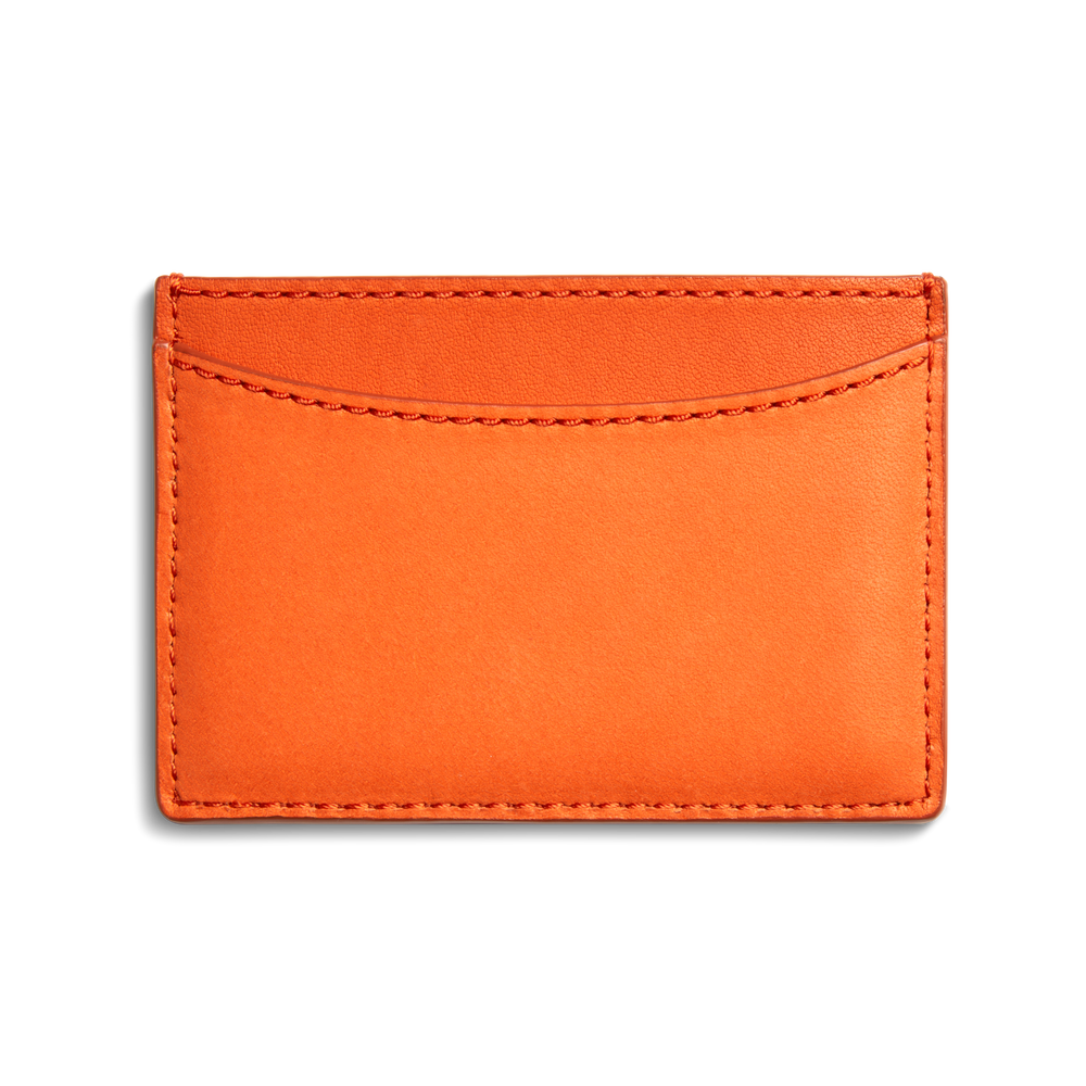 Leather 3 Pocket Card Case - Tangerine