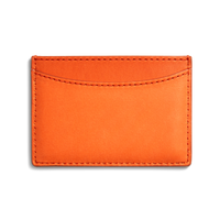 Leather 3 Pocket Card Case - Tangerine