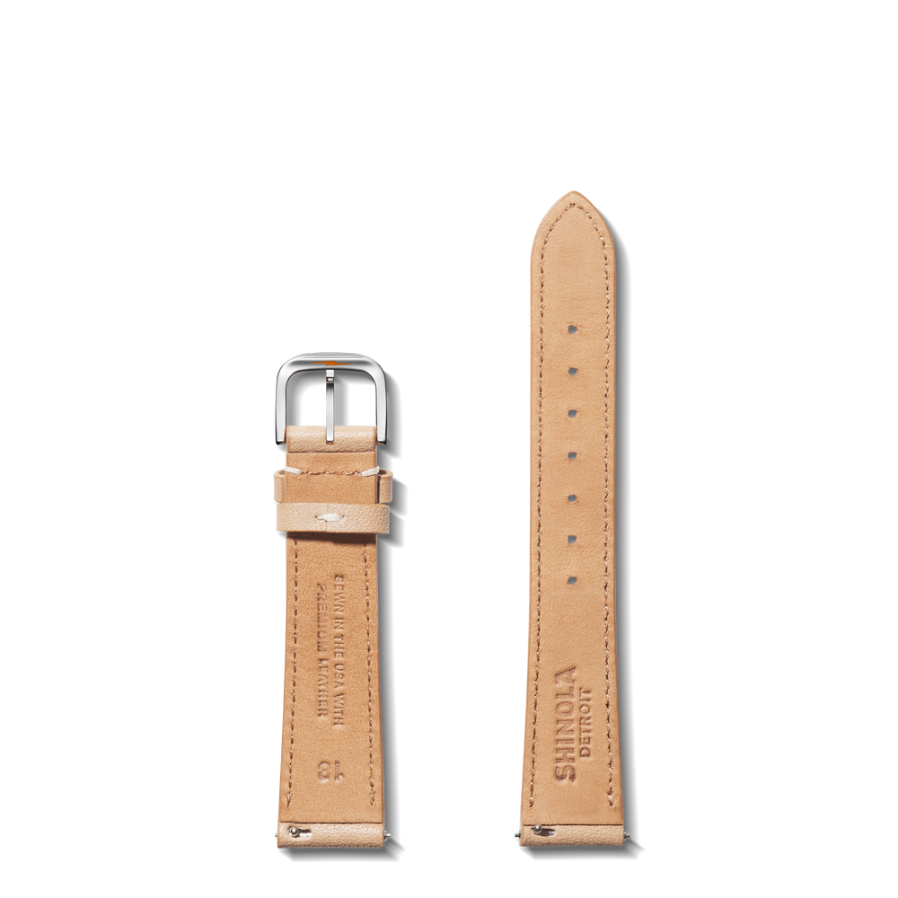 18mm Natural Leather Watch Strap - Natural