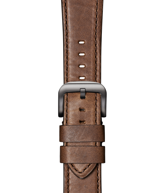 24mm Black Leather Apple Watch Strap - Black