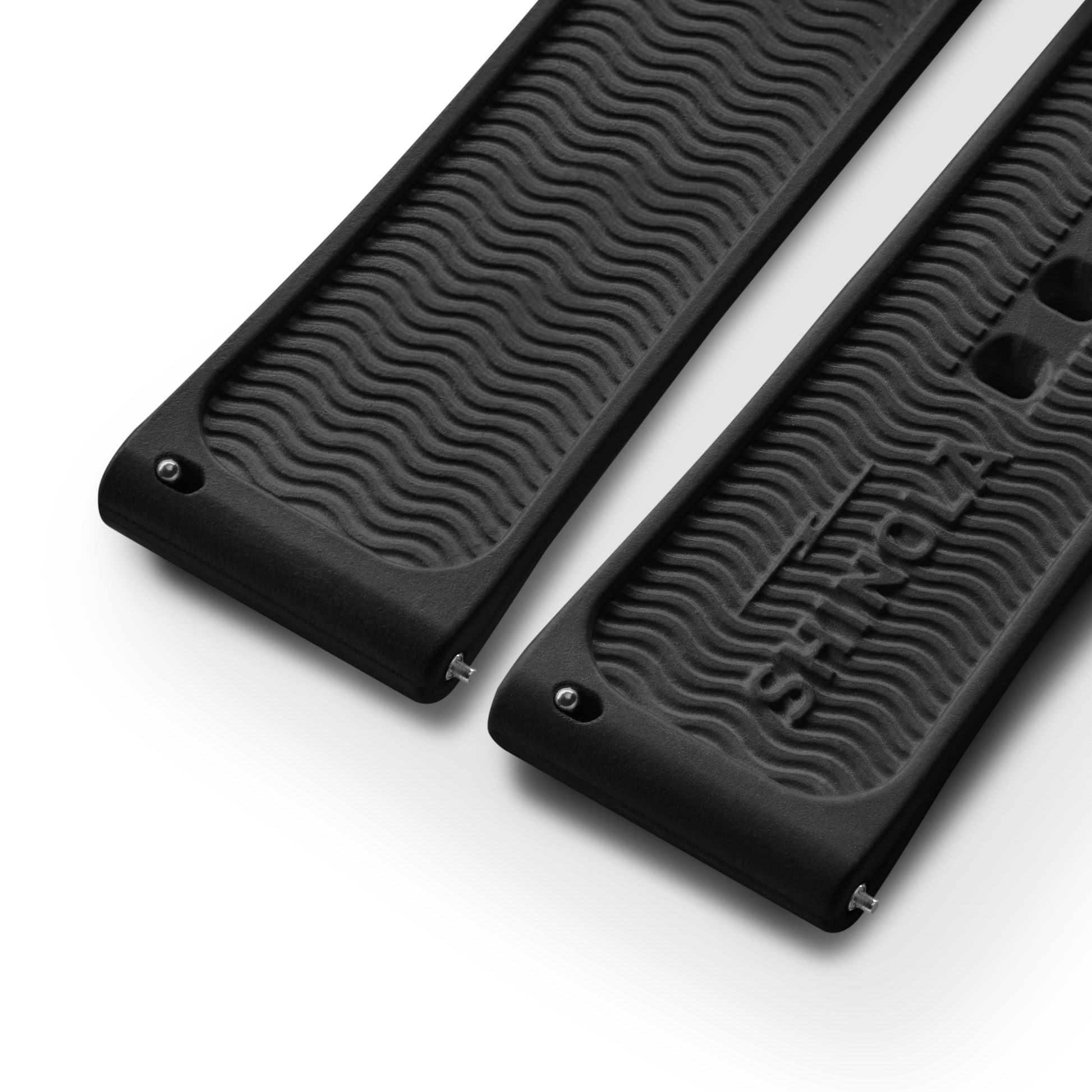 24mm Black Rubber Watch Strap - Black