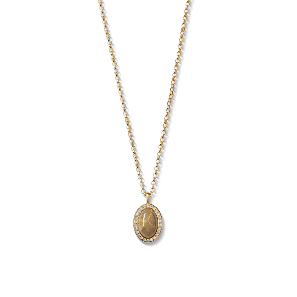 Diamond Petoskey Petite Necklace Yellow Gold