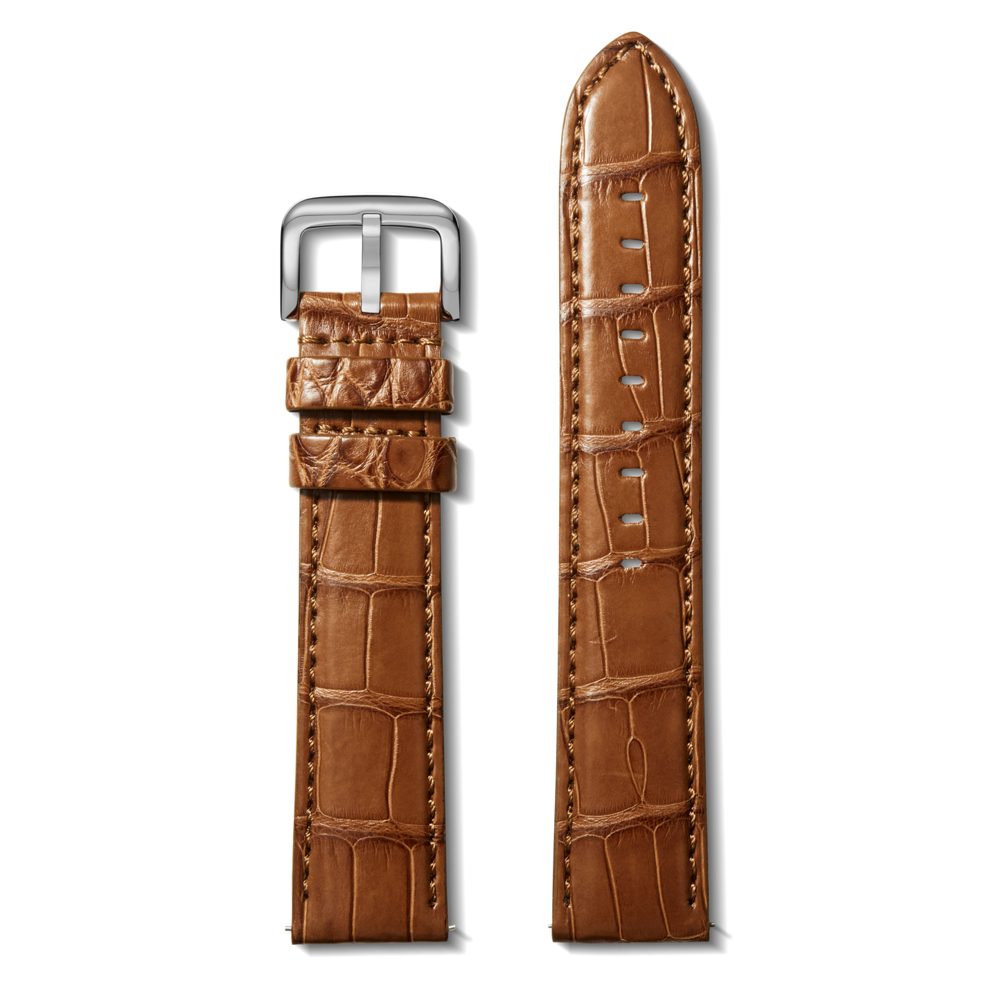 24mm Cognac Alligator Leather Watch Strap (Long) - Cognac