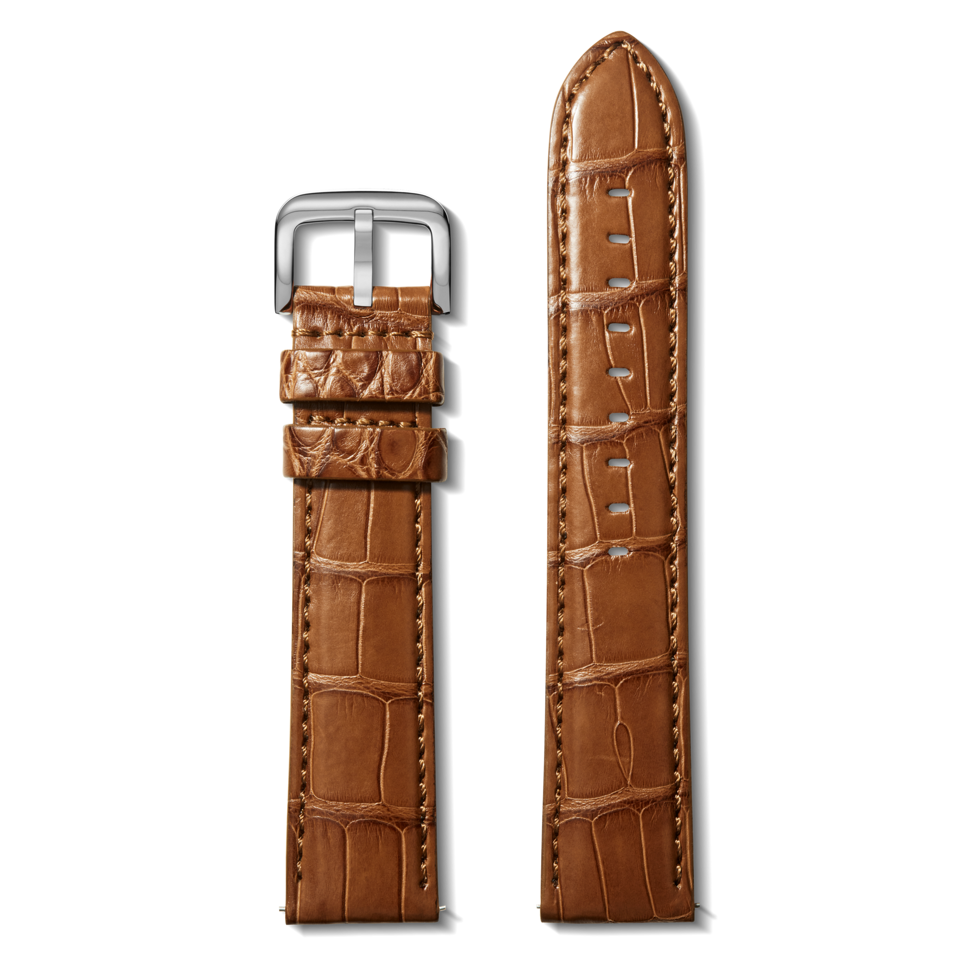 24mm Cognac Alligator Leather Watch Strap (Long) - Cognac