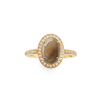 Petite Diamond Pave Petoskey Oval Ring - Yellow Gold