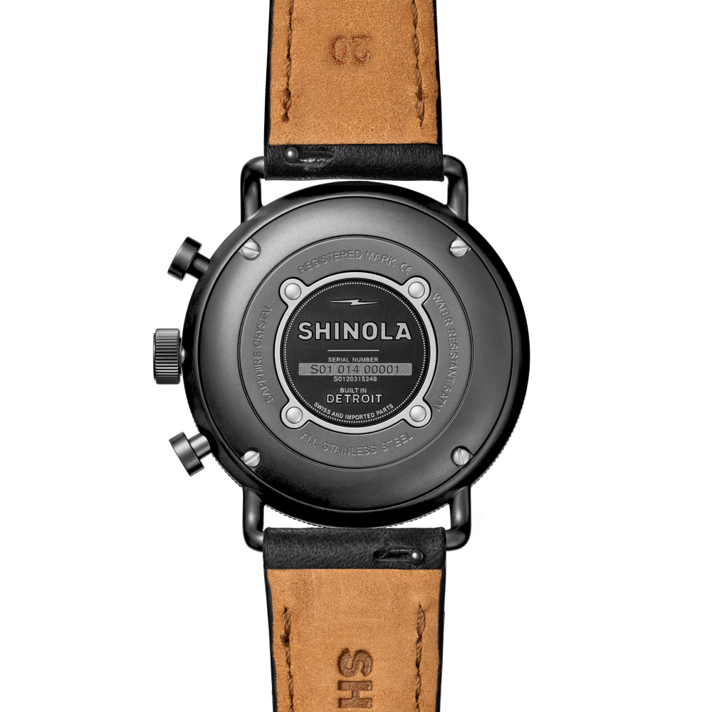 Canfield Sport Chronograph Watch - Black Leather Strap