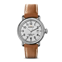 Runwell Watch - White Tan Leather Strap