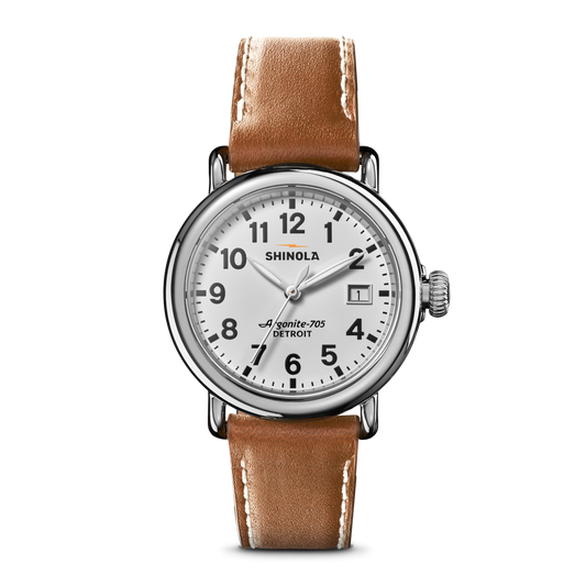 Runwell Watch - White Tan Leather Strap